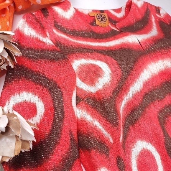 Tory Burch Linen Boho Smock Top Boat Neck Tunic Sz 4 - Picture 7 of 16